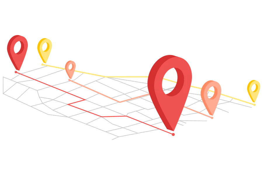 Route pins joined by a line